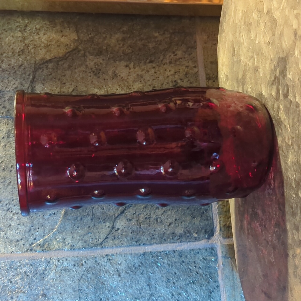 Vintage Hoosier Glass , Red Bubble Vase